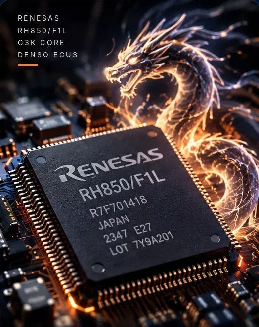 Renesas RH850/F1L microcontroller with an amber circuit dragon